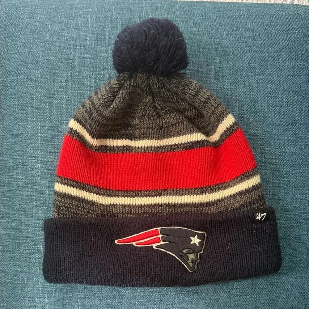 47 Brand Patriots Striped Knit Beanie-See Photos